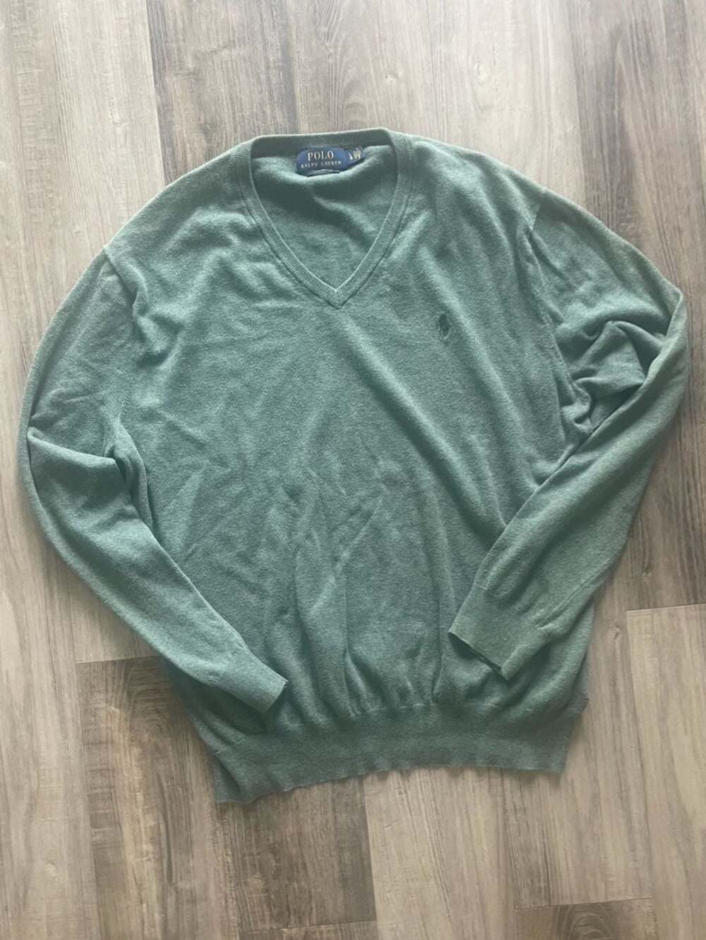 Polo Ralph Lauren Men's Pima Cotton V-Neck Sweater Heather Green Size Large